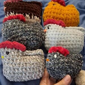 Custom For Shahna- Handmade Crochet Chicken Plush Set